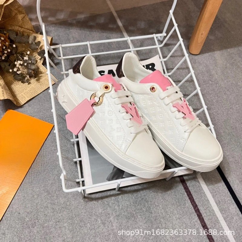 Louis Vuitton Sneakers Low-Top Monogram Leather with LV Charm — Pink Square