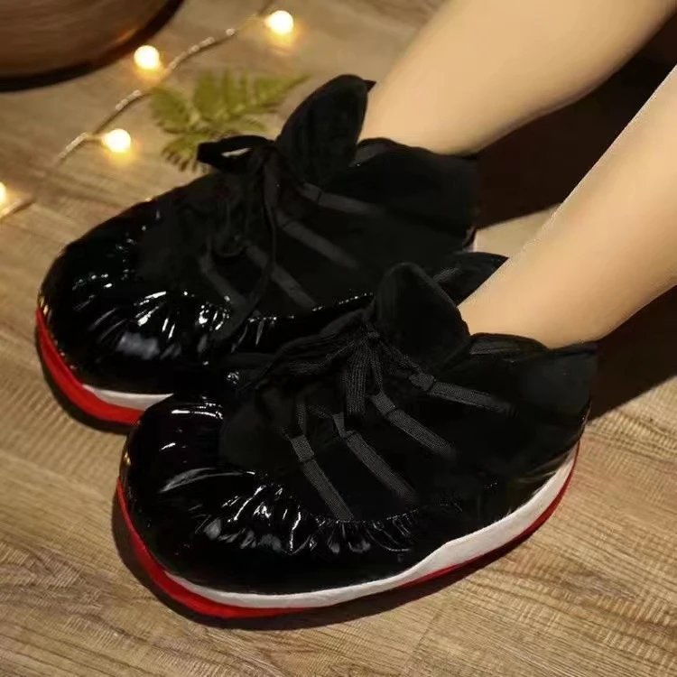 Unbranded Casual Shoes Lace-Up Knit with Ribbed Sole — Black leather surface