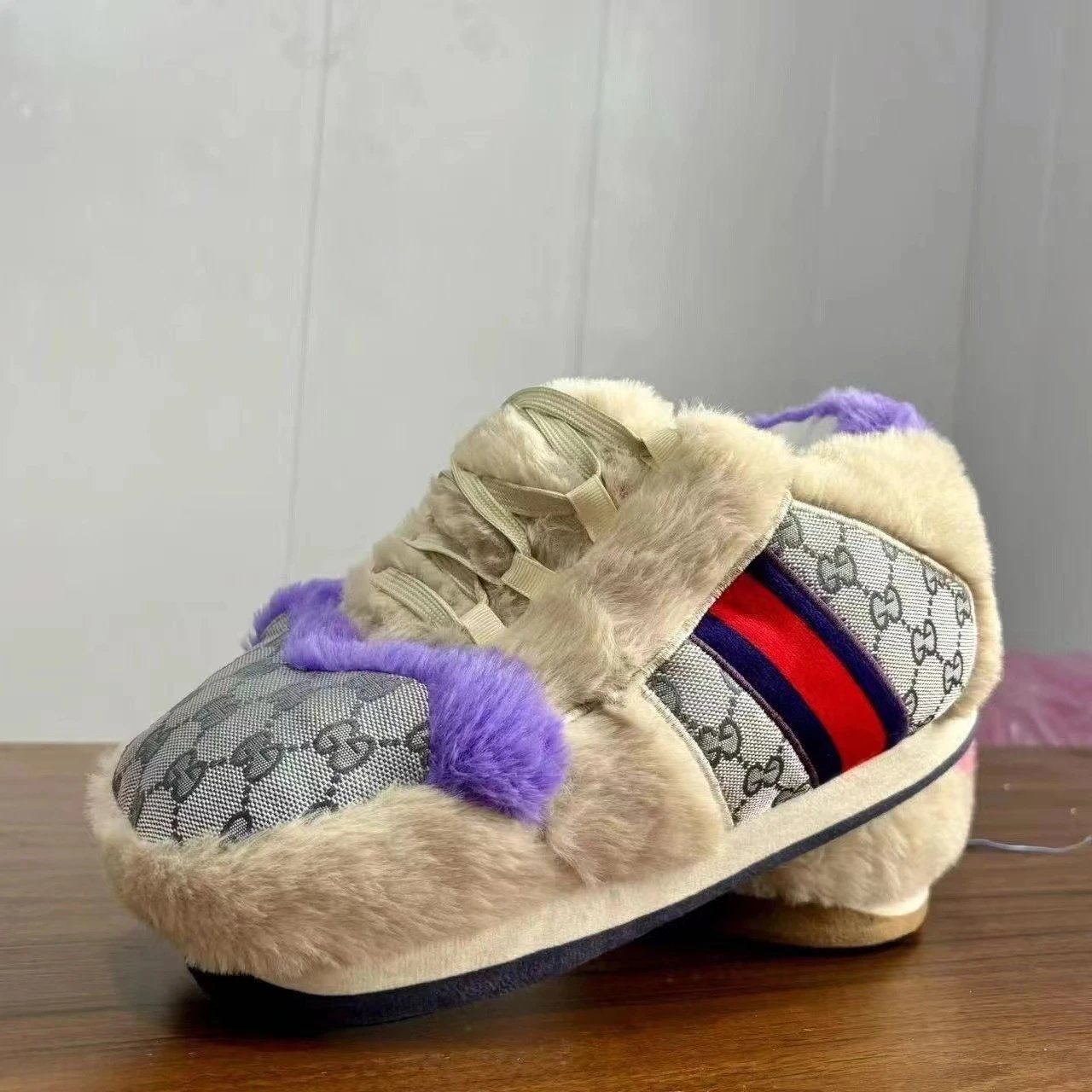 Unbranded Casual Shoes Lace-Up Knit with Ribbed Sole — New dirty shoes purple