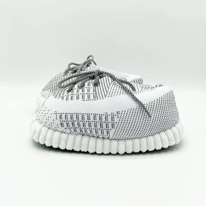Unbranded Casual Shoes Lace-Up Knit with Ribbed Sole — White stars