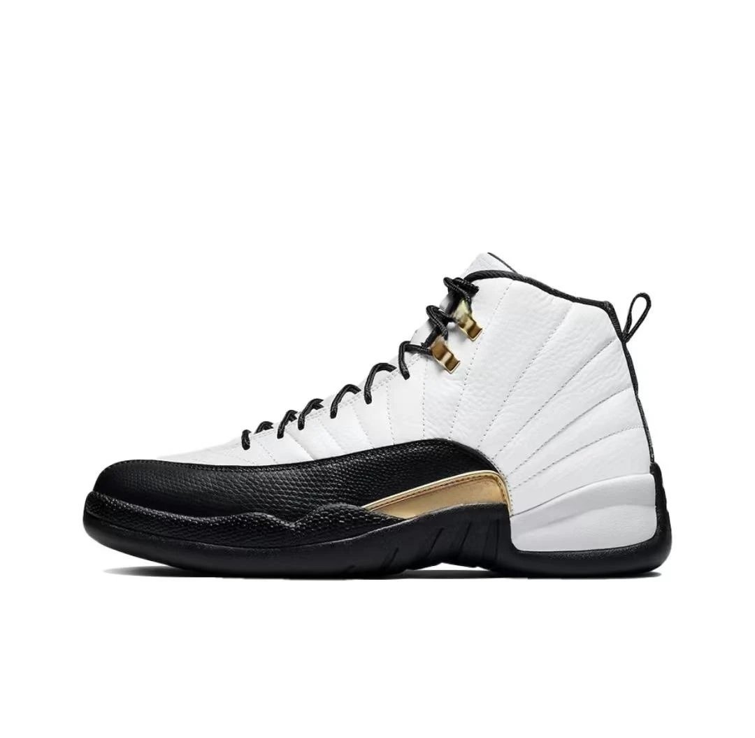 Unbranded Sneakers AJ12 High-Top Basketball — AJ12 – White, Black, and Gold
