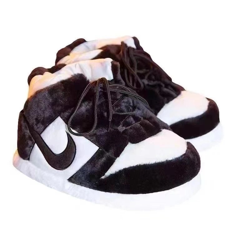 Unbranded Casual Shoes Lace-Up Knit with Ribbed Sole — Black and white aj