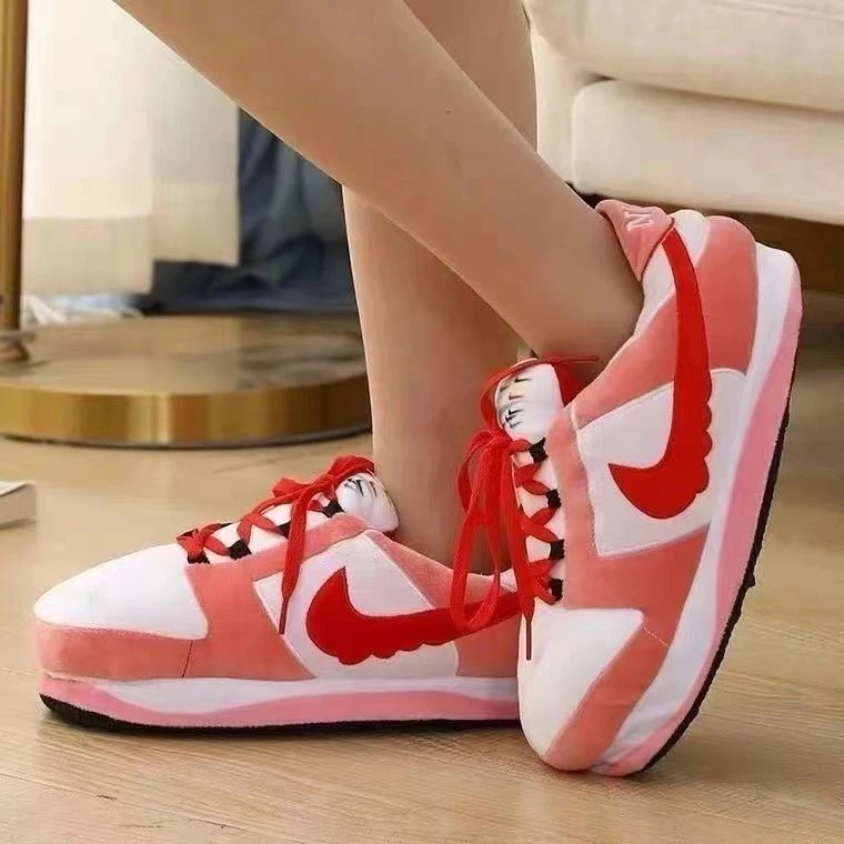 Unbranded Casual Shoes Lace-Up Knit with Ribbed Sole — Pink and white