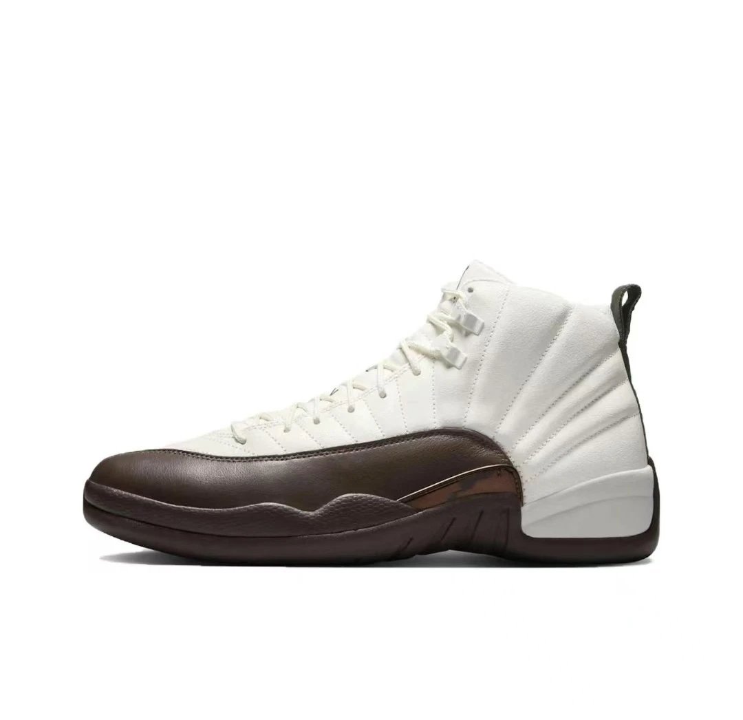 Unbranded Sneakers AJ12 High-Top Basketball — AJ12-White and Brown