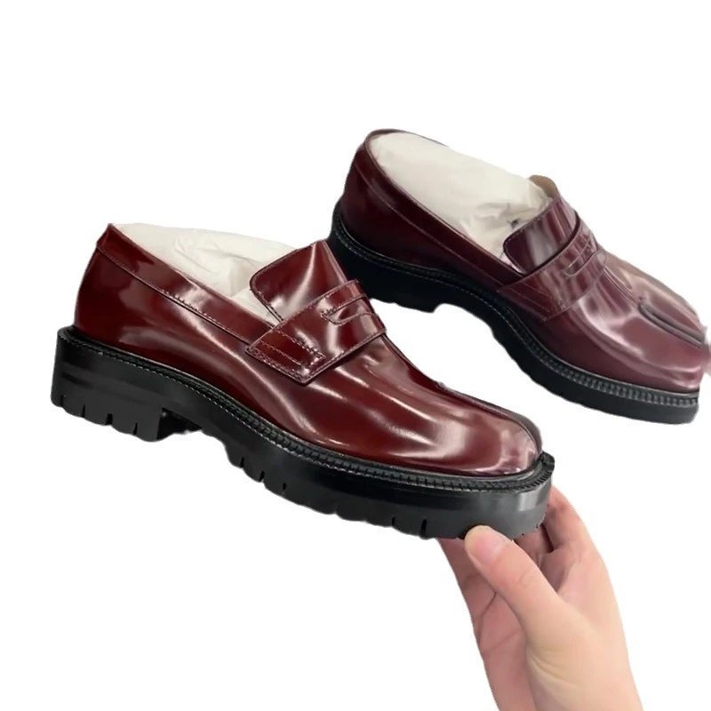 Unbranded Leather Shoes Glossy Split-Toe Penny Loafers image 5