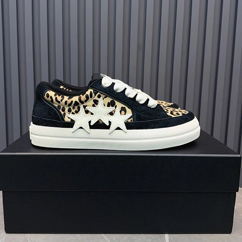 Unbranded Sneakers Low-Top Triple-Star Leopard Print — Color 1
