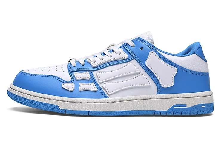 Unbranded Sneakers Low-top lace-up with bone-shaped side overlays — Blue and white-white bones