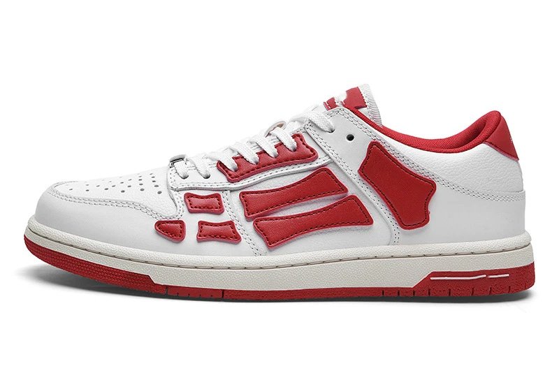 Unbranded Sneakers Low-top lace-up with bone-shaped side overlays — White-Red Bones