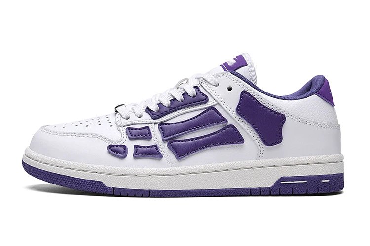 Unbranded Sneakers Low-top lace-up with bone-shaped side overlays — White-Purple Bone