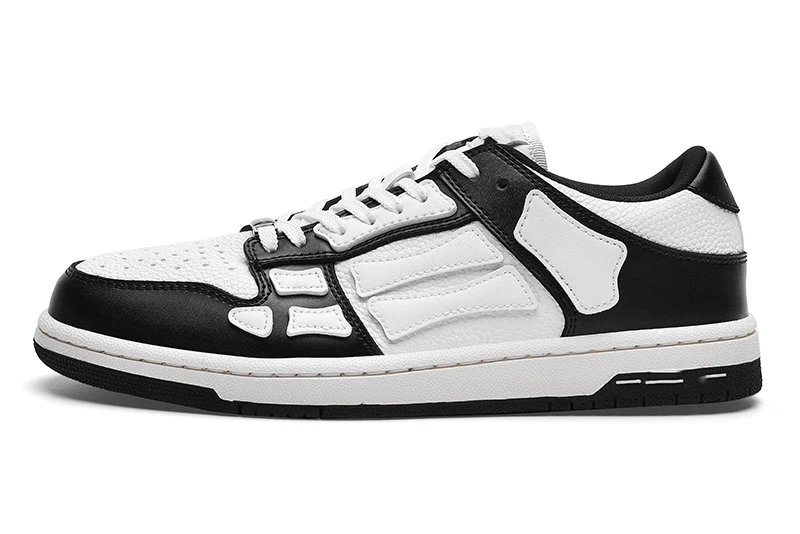 Unbranded Sneakers Low-top lace-up with bone-shaped side overlays — Black and white-white bones