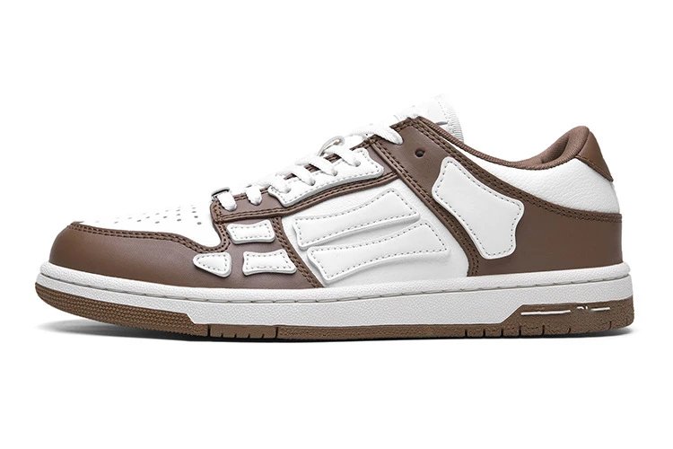Unbranded Sneakers Low-top lace-up with bone-shaped side overlays — Brown and white—white bones