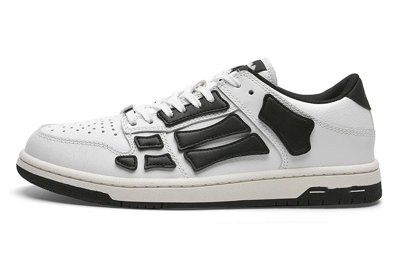 Unbranded Sneakers Low-top lace-up with bone-shaped side overlays — White-Black Bone