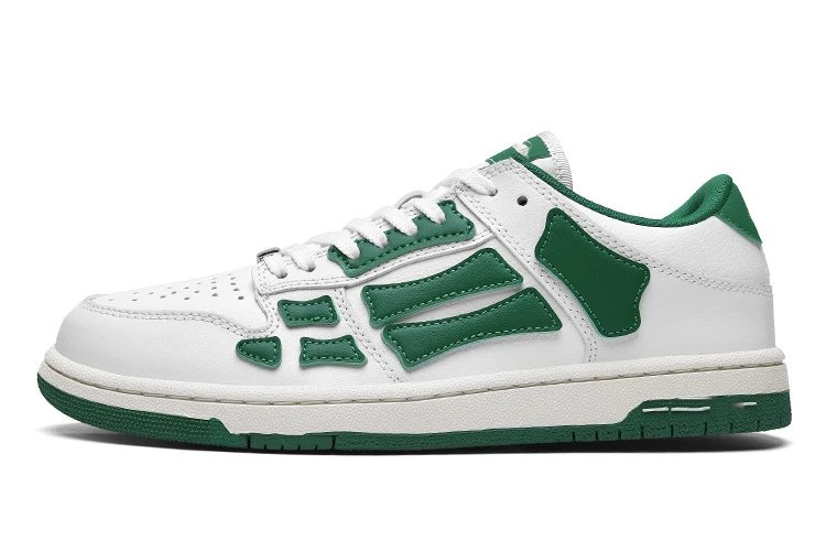 Unbranded Sneakers Low-top lace-up with bone-shaped side overlays — White-green bone