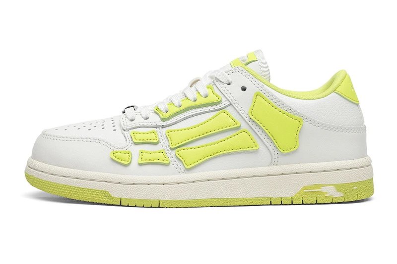 Unbranded Sneakers Low-top lace-up with bone-shaped side overlays — White–Fluorescent Green Bone Pavilion