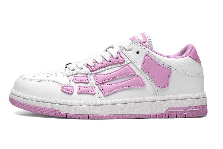 Unbranded Sneakers Low-top lace-up with bone-shaped side overlays — White-pink bone