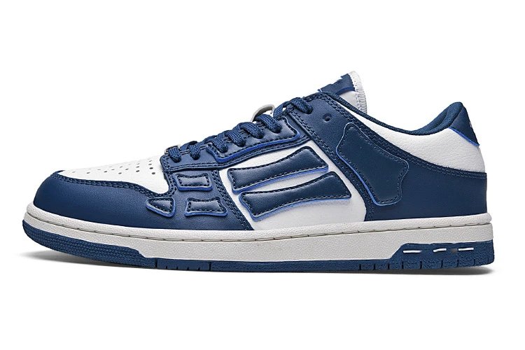 Unbranded Sneakers Low-top lace-up with bone-shaped side overlays — Deep Blue White-Deep Blue Bones
