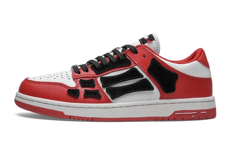 Unbranded Sneakers Low-top lace-up with bone-shaped side overlays — Red and White-Black Bones