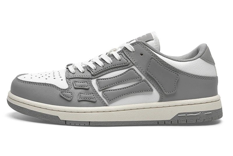 Unbranded Sneakers Low-top lace-up with bone-shaped side overlays — Ash-Gray-Gray Bones