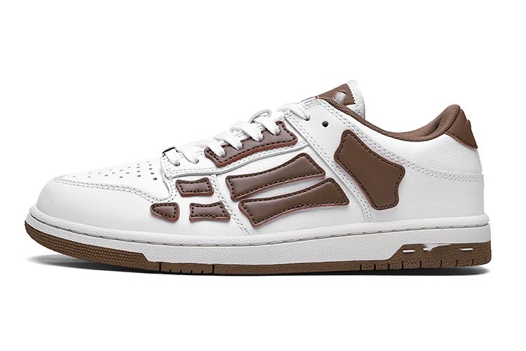 Unbranded Sneakers Low-top lace-up with bone-shaped side overlays — White-Brown Bones