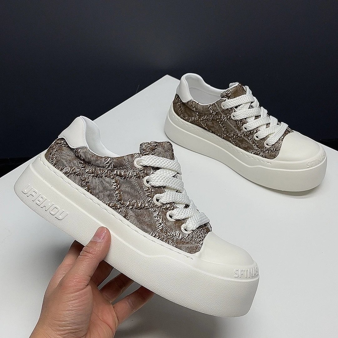Unbranded Sneakers Low-Top Platform with Textured Camouflage Uppers image 3
