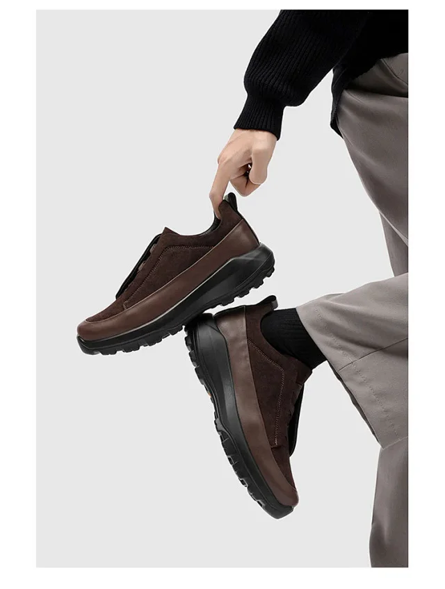 Unbranded Leather Shoes Low-Top Elastic-Lace with Lug Soles product detail image 6