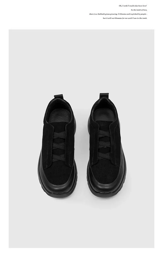 Unbranded Leather Shoes Low-Top Elastic-Lace with Lug Soles product detail image 11