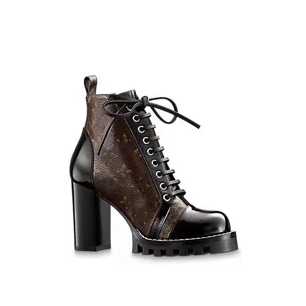 Unbranded Boots Lace-Up Platform Block-Heel Ankle product detail image 1