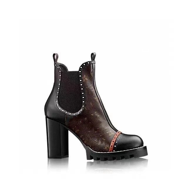 Unbranded Boots Lace-Up Platform Block-Heel Ankle — OLD Pic