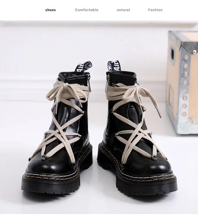 Unbranded Boots Lace-Up Platform Ankle with Side Zipper product detail image 6