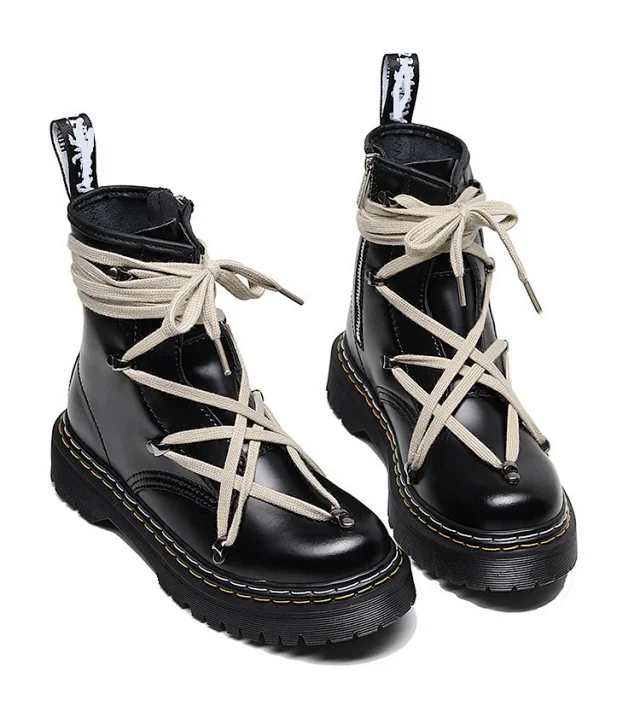 Unbranded Boots Lace-Up Platform Ankle with Side Zipper product detail image 17