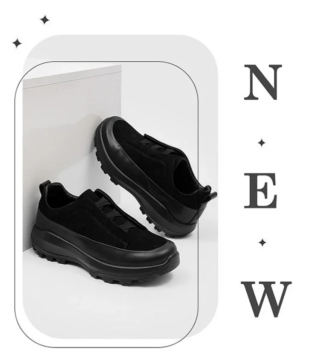 Unbranded Leather Shoes Low-Top Elastic-Lace with Lug Soles product detail image 1