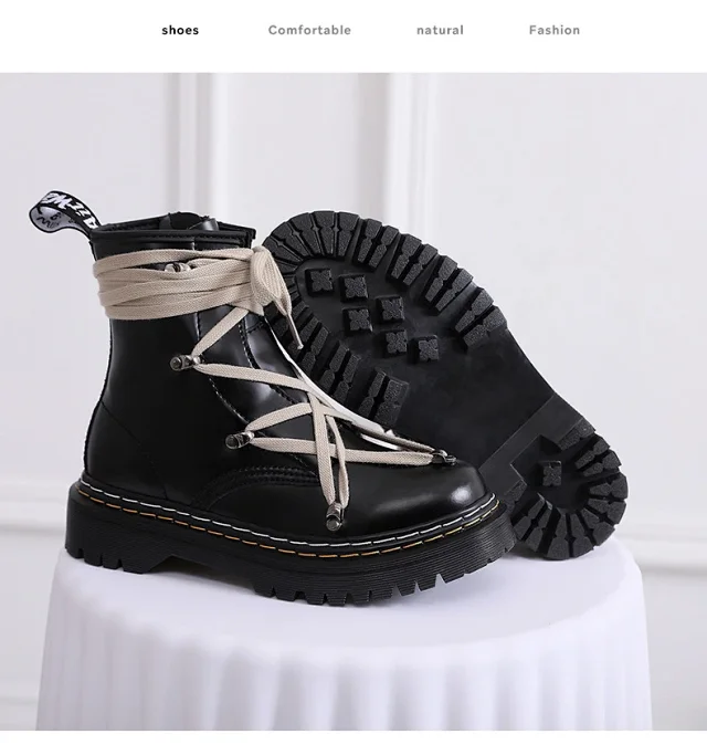 Unbranded Boots Lace-Up Platform Ankle with Side Zipper product detail image 8
