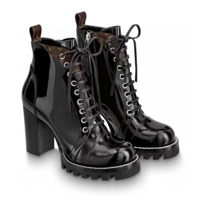 Unbranded Boots Lace-Up Platform Block-Heel Ankle image 3