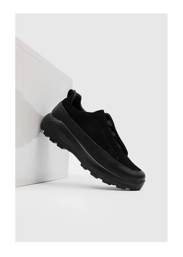 Unbranded Leather Shoes Low-Top Elastic-Lace with Lug Soles product detail image 14