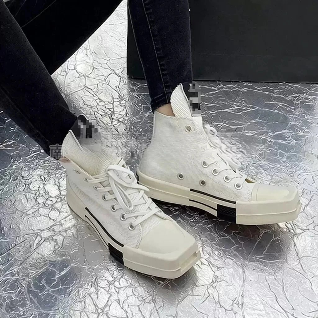 Unbranded Sneakers Canvas lace-up with square toe and contrast-striped sole image 3