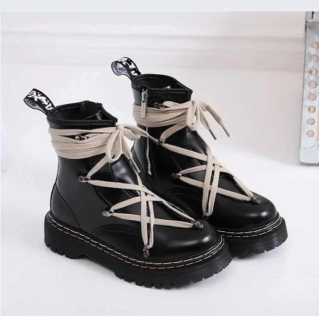 Unbranded Boots Lace-Up Platform Ankle with Side Zipper product detail image 5
