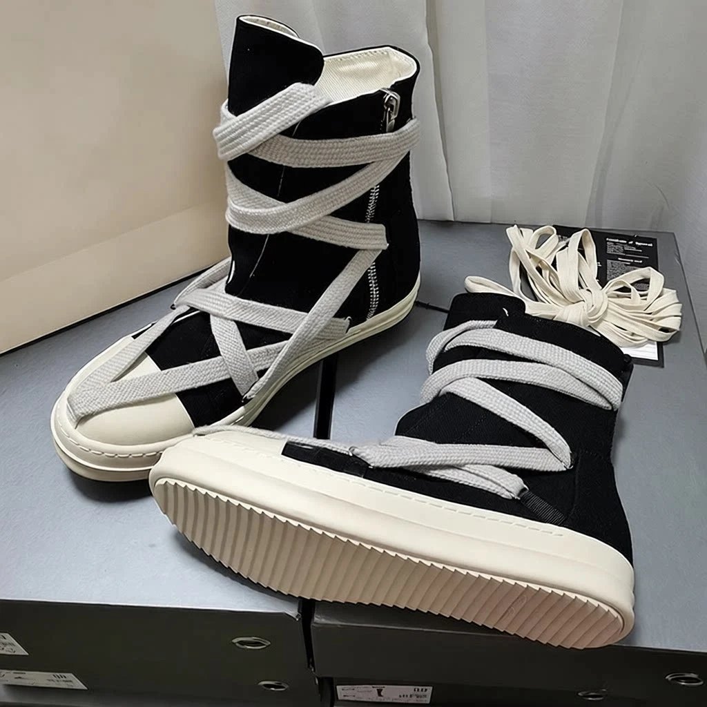 Unbranded Boots High-Top Lace-Wrap Canvas image 3