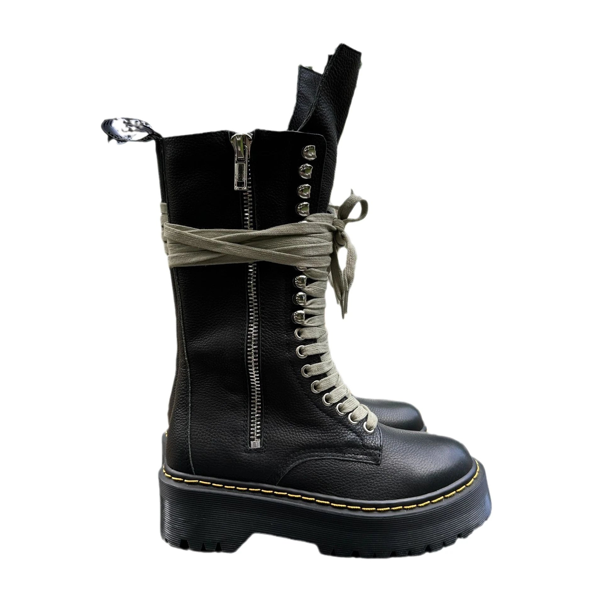 Unbranded Boots Lace-Up Platform Combat with Side Zipper image 5