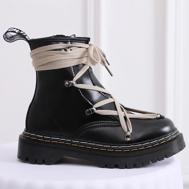 Unbranded Boots Lace-Up Platform Ankle with Side Zipper image 3