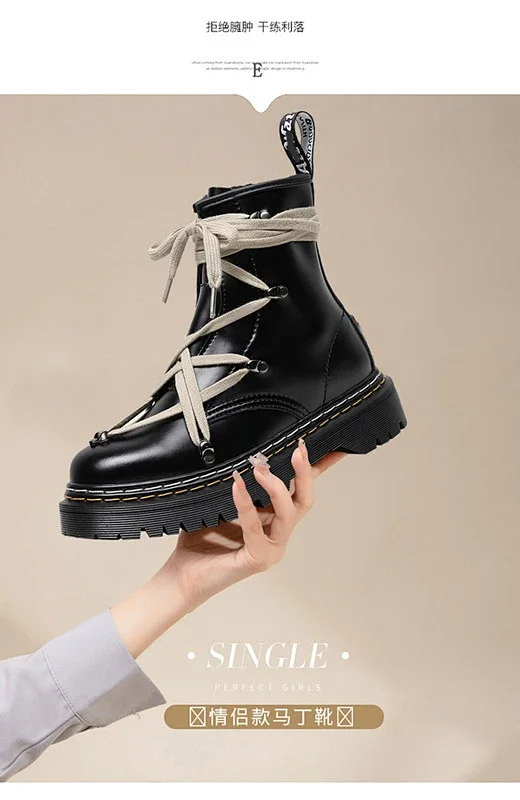 Unbranded Boots Lace-Up Platform Ankle with Side Zipper product detail image 3