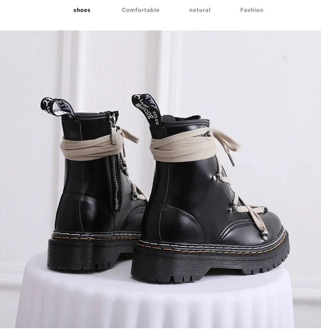 Unbranded Boots Lace-Up Platform Ankle with Side Zipper product detail image 9