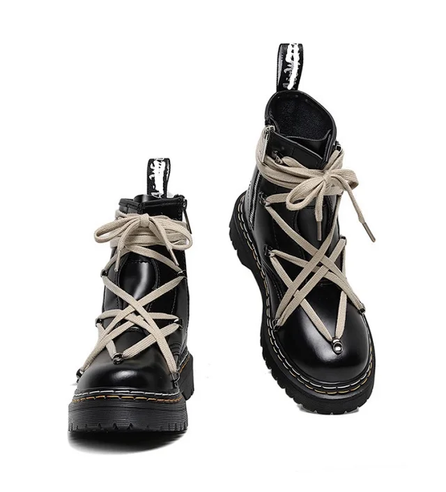 Unbranded Boots Lace-Up Platform Ankle with Side Zipper product detail image 15