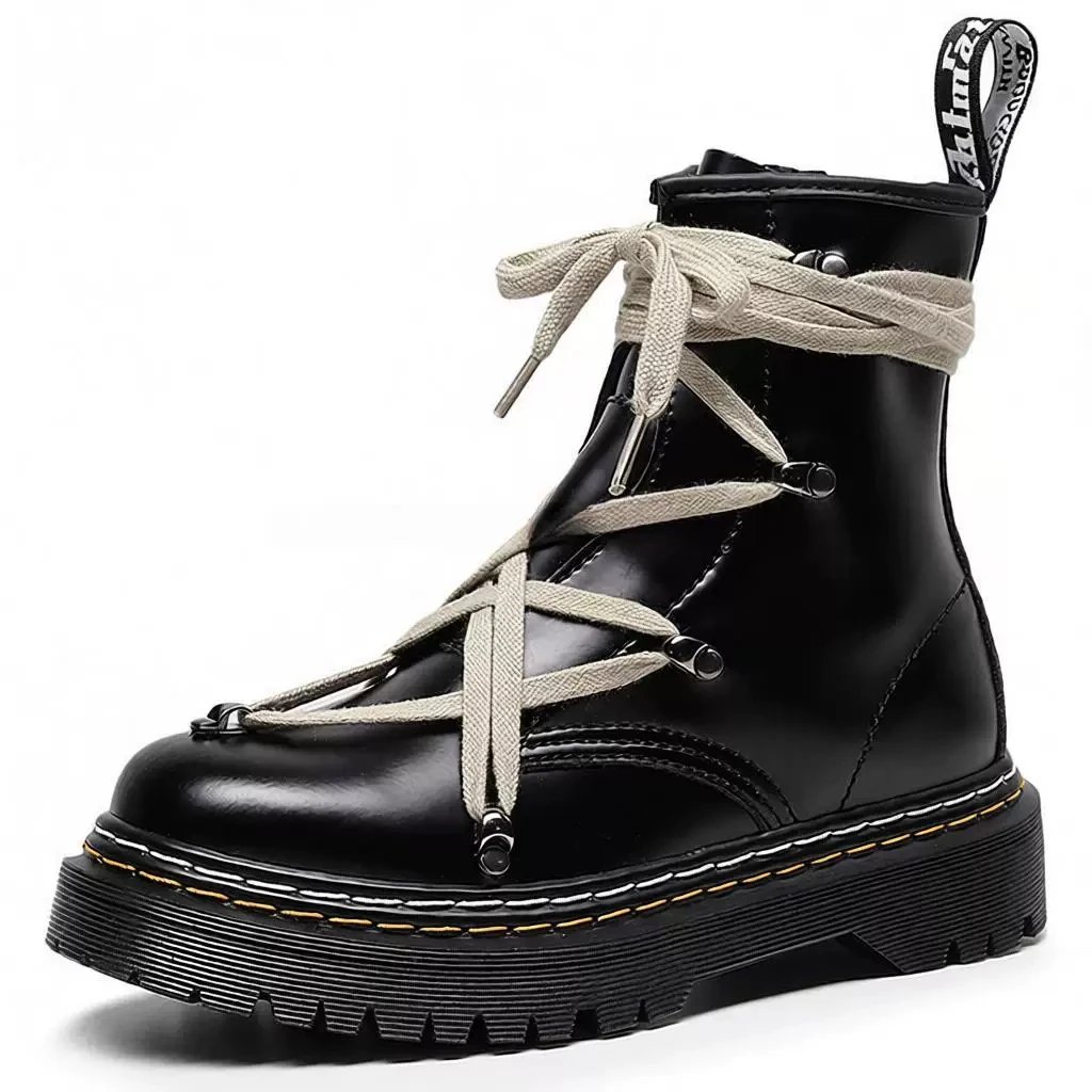 Unbranded Boots Lace-Up Platform Ankle with Side Zipper image 1