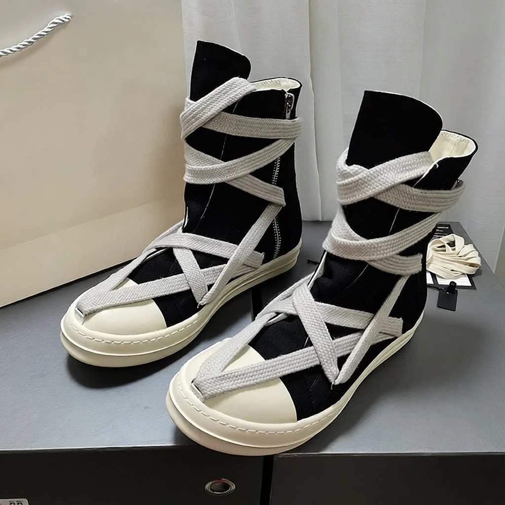 Unbranded Boots High-Top Lace-Wrap Canvas image 1