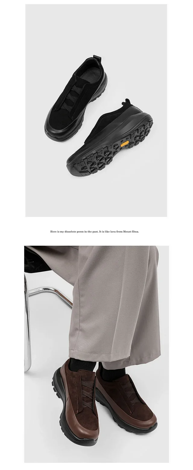 Unbranded Leather Shoes Low-Top Elastic-Lace with Lug Soles product detail image 7
