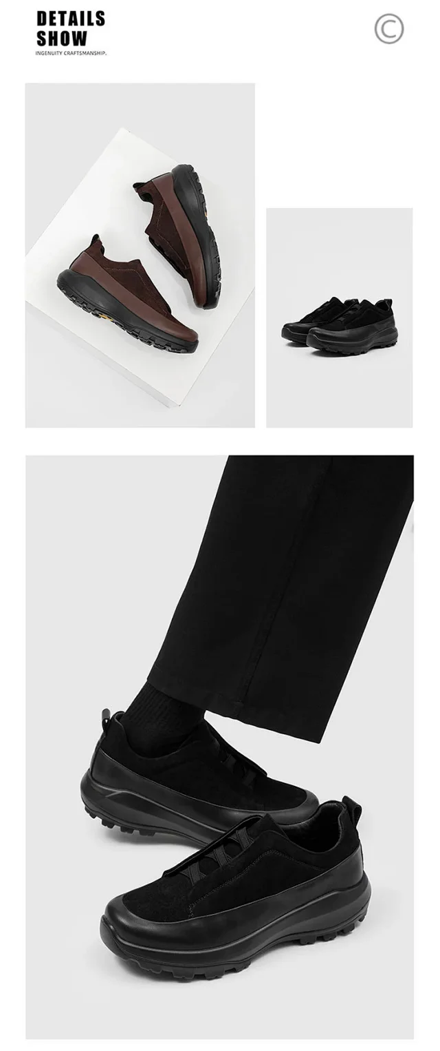 Unbranded Leather Shoes Low-Top Elastic-Lace with Lug Soles product detail image 9