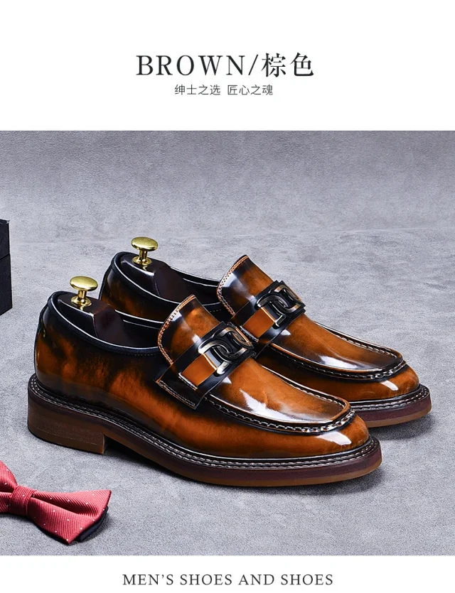 Unbranded Leather Shoes Patent Chain-Detail Loafers product detail image 12
