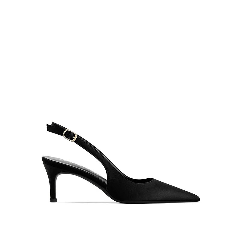 Unbranded High Heels Pointed-Toe Slingback Stiletto Pumps — Black 6cm