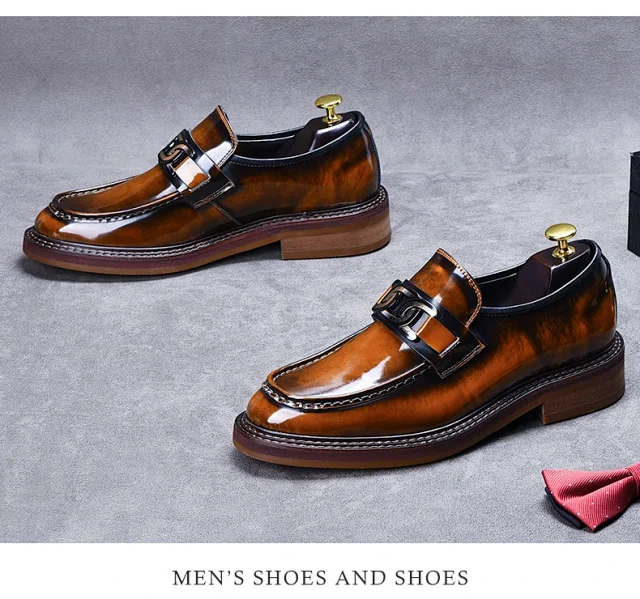 Unbranded Leather Shoes Patent Chain-Detail Loafers product detail image 13