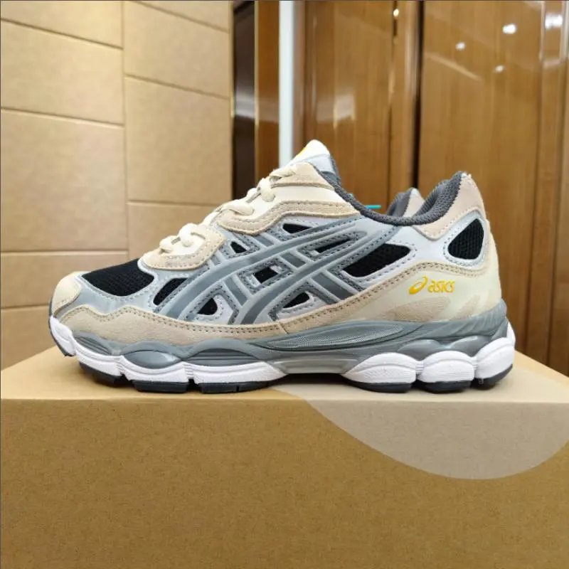 Asics Gel-Kayano 14 Silver Black Yellow Running Shoes - 14